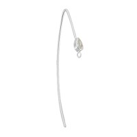 3X5mm Sterling Silver Earwire with Cubic Zirconia Pear, 0.8mm Gauge Wire