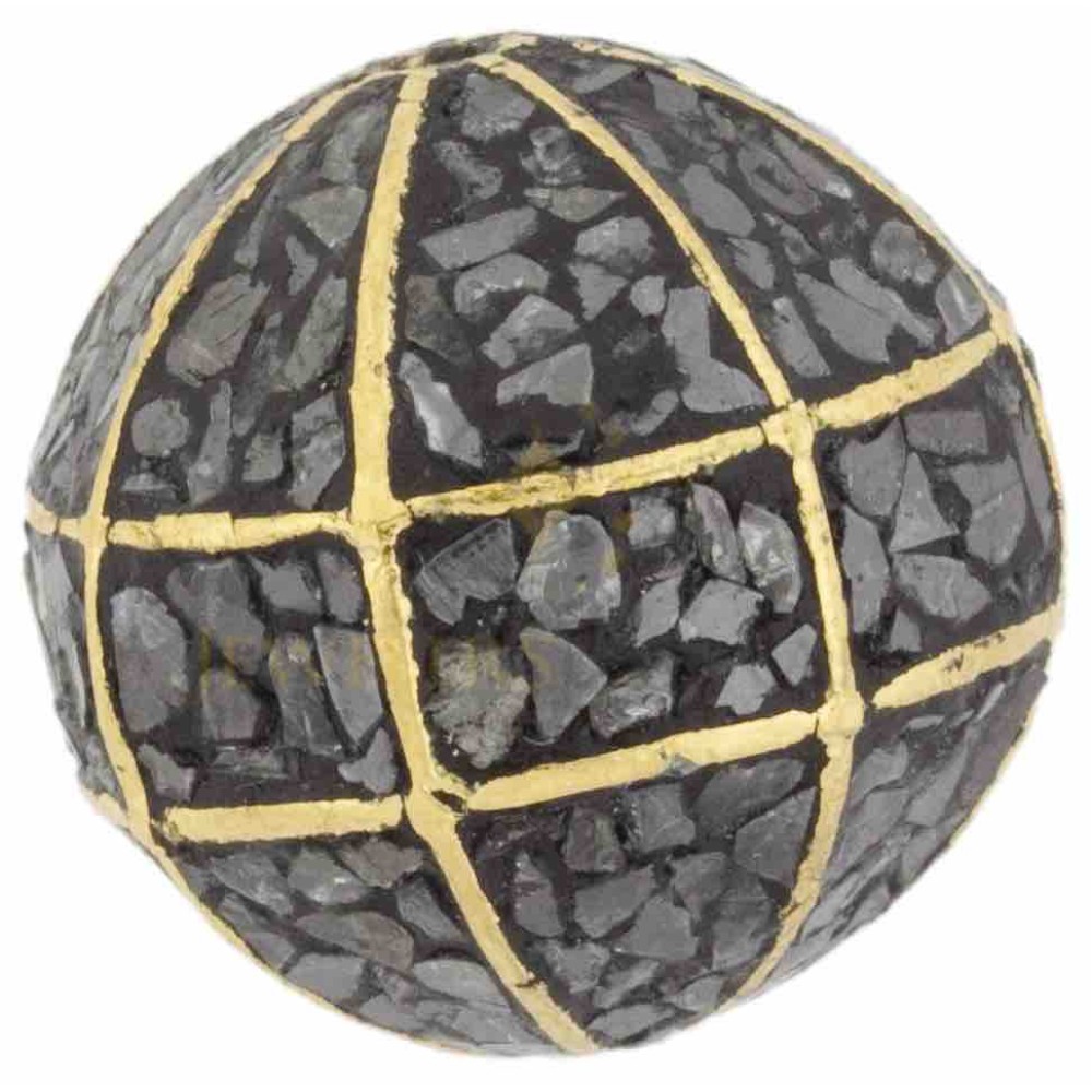 20mm Yellow Base Metal Round Bead with Real Black Diamond Chips