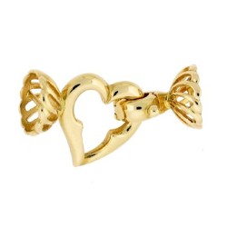 14K Gold Foldover Heart Clasp with Multi-Strand Caps