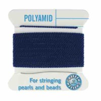Dark Blue Nylon Cord, Polyamide Beading Cord with Needle Attached, 2-Meters Long