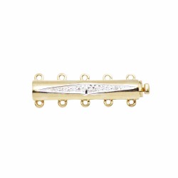 5 Row 6mm 30x6mm 14K Gold Multi Row Smooth Bar Clasp with Pave Diamonds in Diamond Shape
