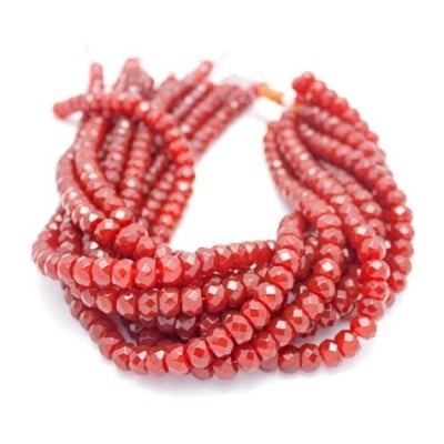 Roundel Red Agate Faceted Agate Beads by Strand