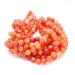 Round Natural Red Agate Faceted Agate Beads by Strand
