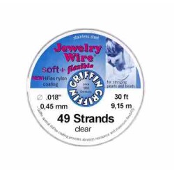 0.018 Inch Griffin Clear Nylon Coated Jewelry Wire