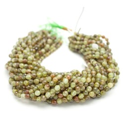 6mm Green Garnet Faceted Round Beads