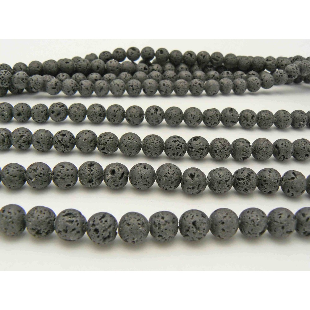 8mm Black Lava Round Beads