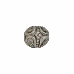 10mm Oxidized Sterling Silver Bead (Diamond0.68Cts)