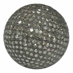 20mm Oxidized Sterling Silver Pave Diamond Round Ball Bead