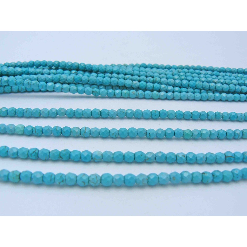 Light Blue Round Faceted Magnesite Beads by Strand