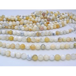 12mm White Opal Smooth Round Beads