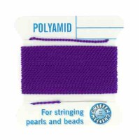 Amethyst Nylon Cord, Polyamide Beading Cord with Needle Attached, 2-Meters Long
