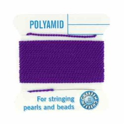 Amethyst Nylon Cord, Polyamide Beading Cord with Needle Attached, 2-Meters Long