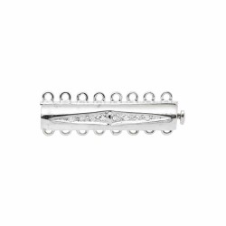 8 Row 3-3.5mm 30x6mm 14K Gold Multi Row Smooth Bar Clasp with Pave Diamonds in Diamond Shape