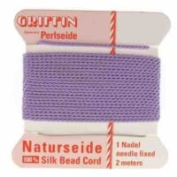 Lilac Silk Thread, Silk Beading Cord with Needle Attached, 2-Meters Long