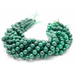Round Smooth 10mm Malachite Beads by Strand