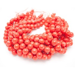 Dyed Orange Round Smooth Bamboo Coral Beads by Strand