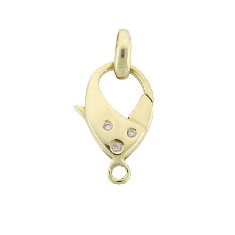 12x19mm Yellow 14K Gold Pear Shaped Diamond Trigger Lobster Clasp with Stationary Jump Ring
