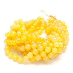 Round Yellow Agate Faceted Agate Beads by Strand