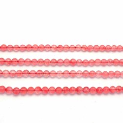 Cherry Quartz Round Faceted Quartz Beads by Strand