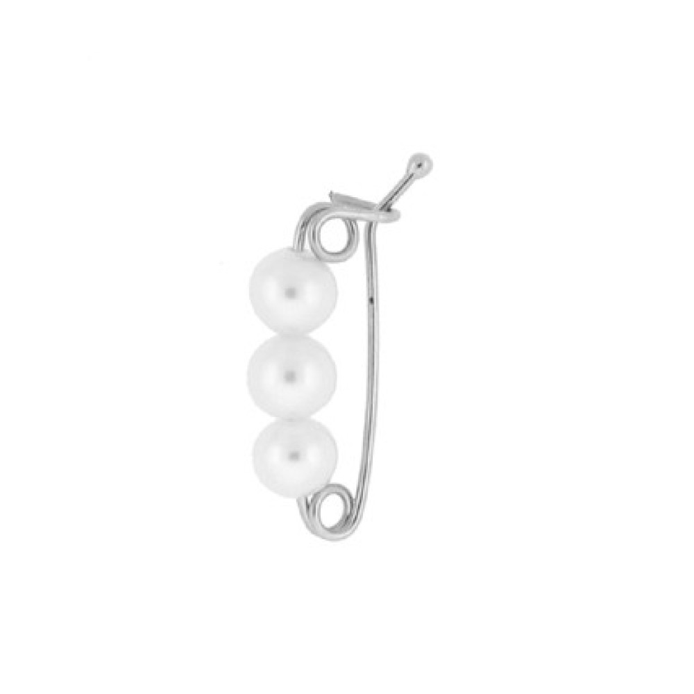 17mm White 14K Gold Pearl Shortener, Safety Pin Style