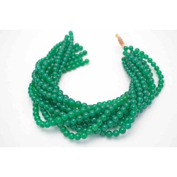 Round Green Agate Smooth Agate Beads by Strand