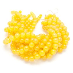 Round Yellow Agate Smooth Agate Beads by Strand