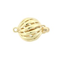 14K Gold Smooth 11.5mm Hollow Spiral Round Ball Clasp