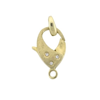 12x19mm Yellow 14K Gold Matte Finish Pear Shaped Diamond Trigger Lobster Clasp with Stationary Jump Ring