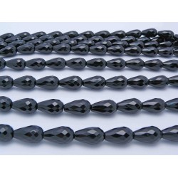 Drop Black Agate Faceted Agate Beads by Strand