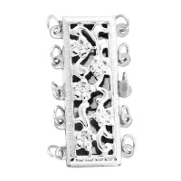 12X23mm Sterling Silver 3 Row Filigree Rectangle Clasp