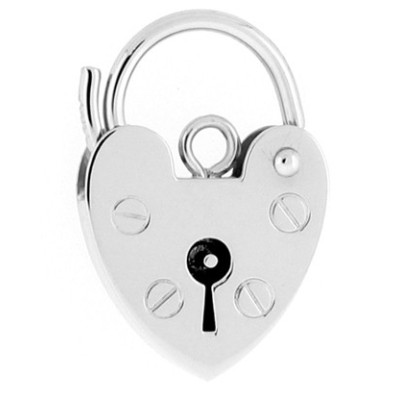 Sterling Silver White 13.5mm Heart Padlock Clasp