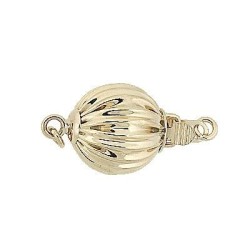 10mm 14K Gold Corrugated Round Ball Clasp With Extra Jump Ring