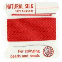 Coral Silk Thread, Silk Beading Cord with Needle Attached, 2-Meters Long
