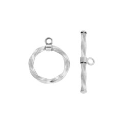 15mm Twisted Sterling Silver Toggle Bar and Loop Clasps