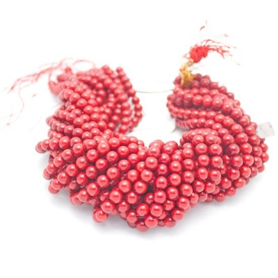 Dyed Red Round Smooth Bamboo Coral Beads by Strand