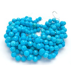Blue Round Faceted Magnesite Beads by Strand
