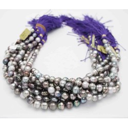 10-12mm Multi-Color Baroque Tahitian Pearl Strands with Lines