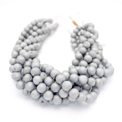 Round Druzy, Coated Silver Agate Matte-Finish Agate Beads by Strand