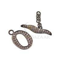 18mm Oxidized Sterling Silver Toggle,0.97Cts of Diamond