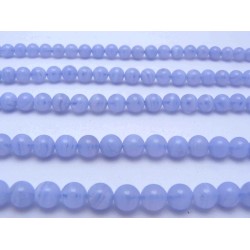 Round Blue Lace Agate Smooth Agate Beads by Strand