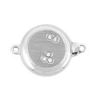 White 14K Gold Button Coin Shape Bead Clasp with Diamond Accents