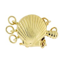 3 Row 14K Gold Clam Shell Clasp with Safety Lock