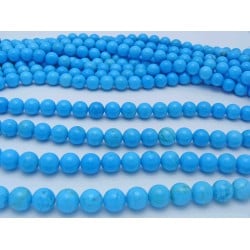 Blue Round Smooth Magnesite Beads by Strand