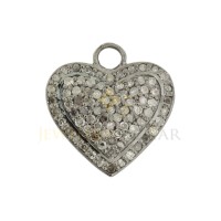 17mm Oxidized Sterling Silver Heart Pendant (Diamond0.72Cts)