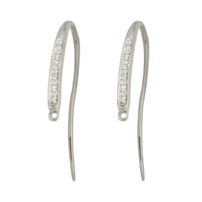 18K Gold Yellow 6 Per Side Earwire Pair with Single Row Pave Diamonds and Jump Ring