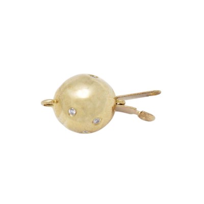 10mm Yellow 14K Gold Smooth Ball Clasp with Scattered Diamond Accent