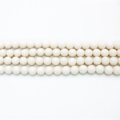 10mm Natural White Sponge Coral Round Beads