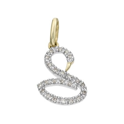 14K Gold Yellow 15mm Diamond Swan Charm