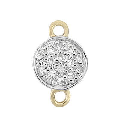 14K Gold Yellow 8mm Diamond Circle Disc Connector with 2 Rings