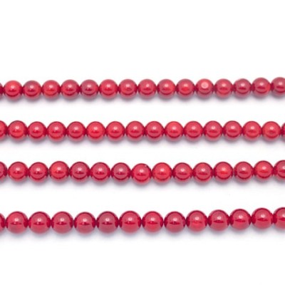 Dyed Red Round Smooth Bamboo Coral Beads by Strand
